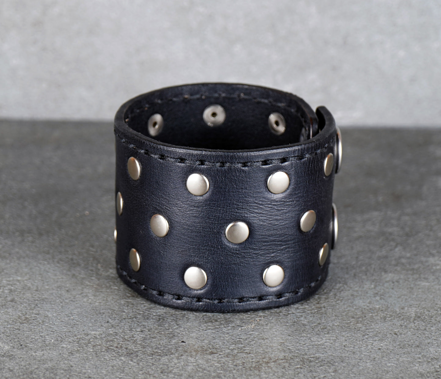 punk style black leather cuff bracelet