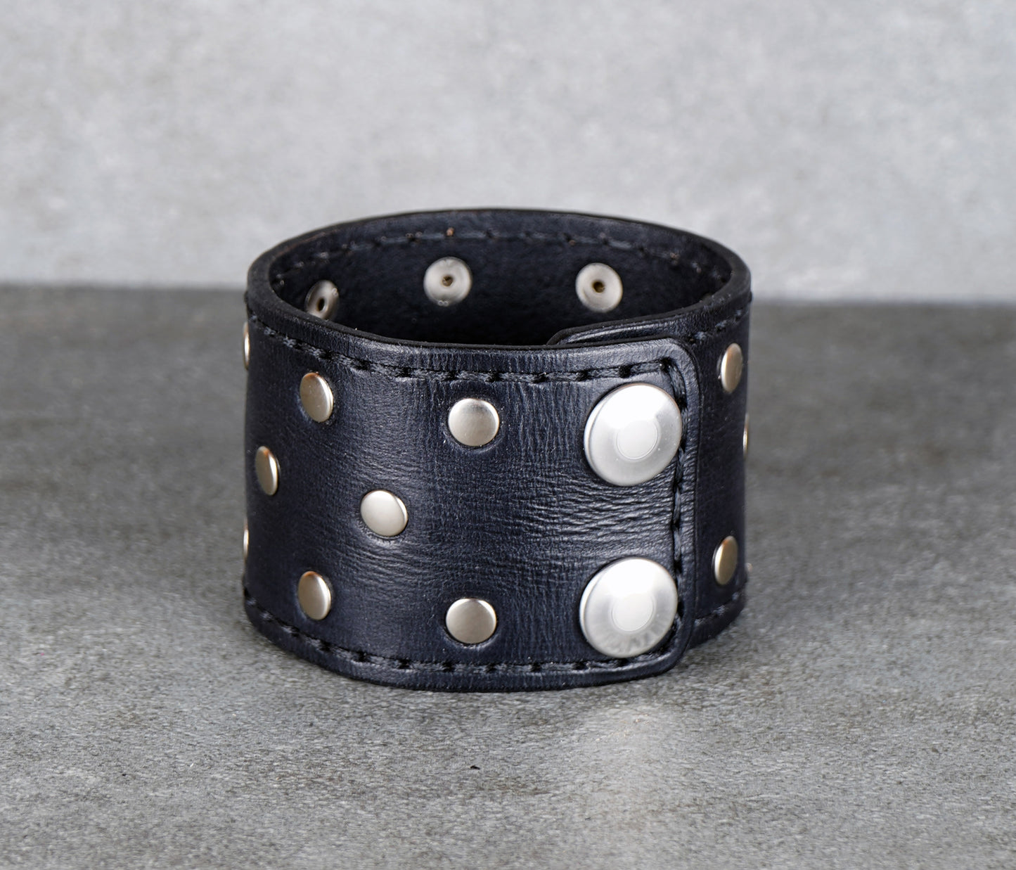 punk style black leather cuff bracelet