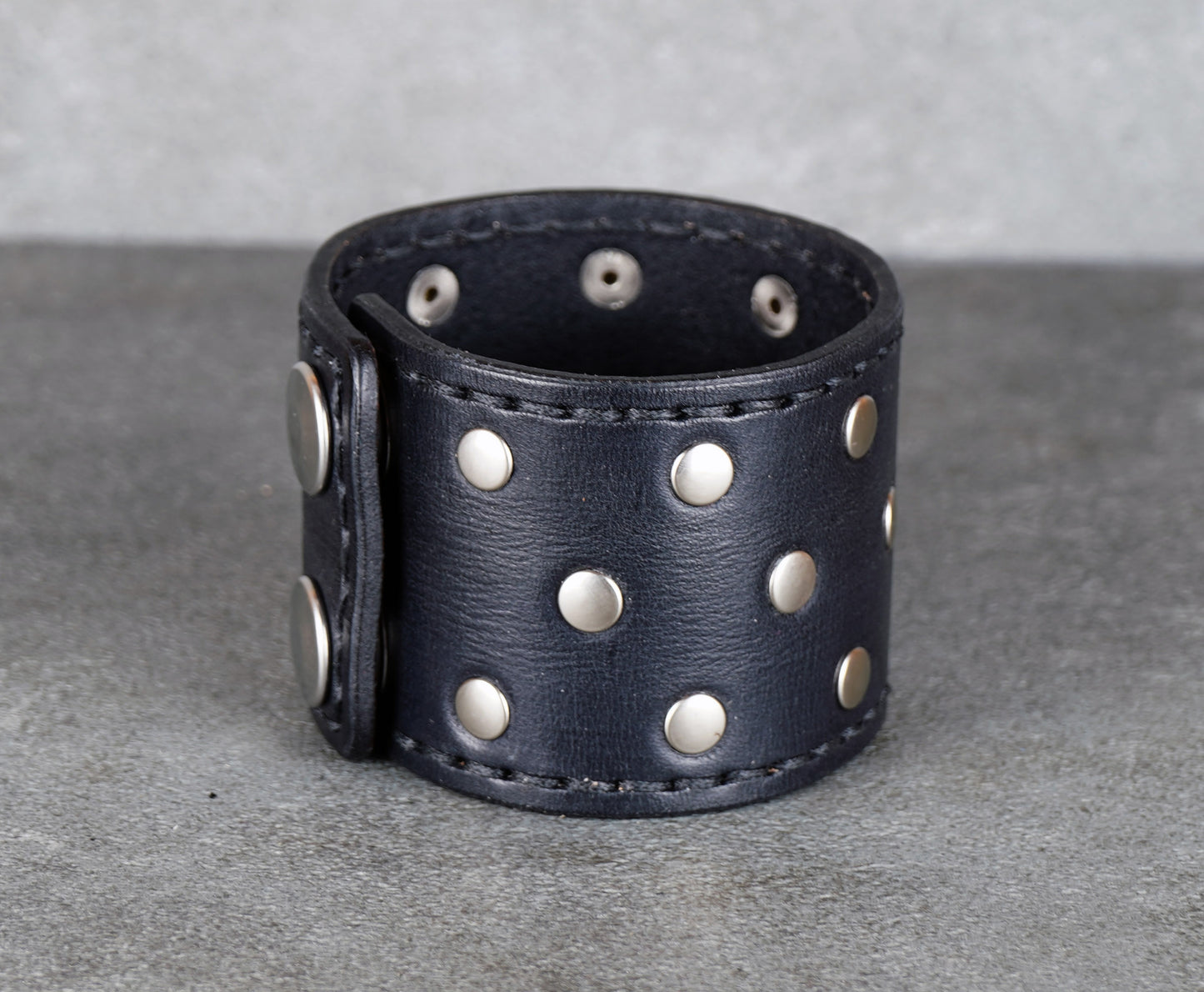 punk style black leather cuff bracelet