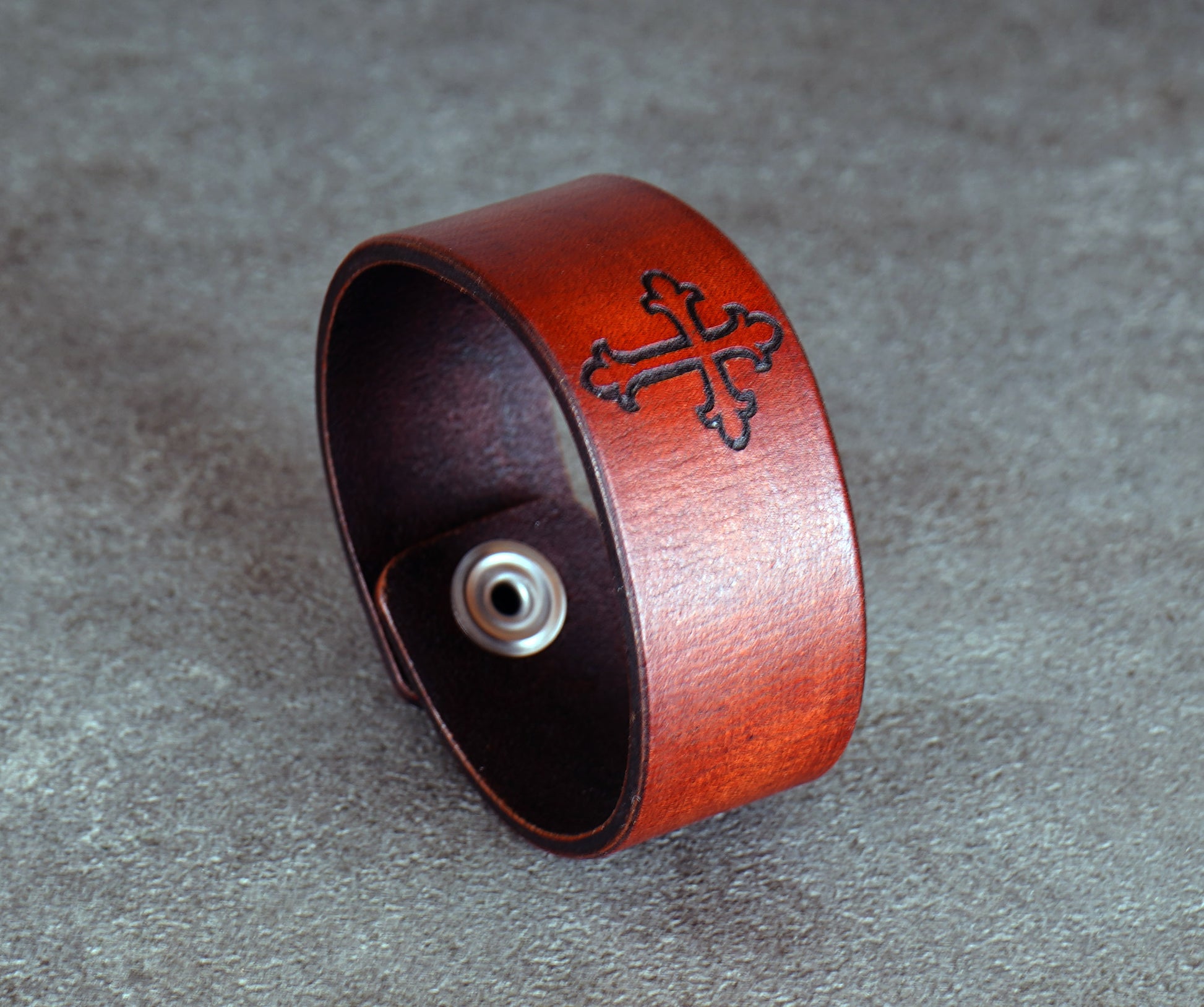 minimalist leather cuff bracelet with cross design unisex accessory