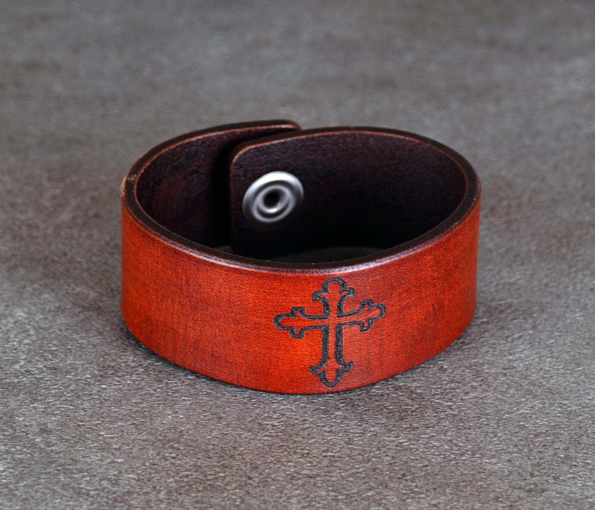 minimalist leather cuff bracelet with cross design unisex accessory