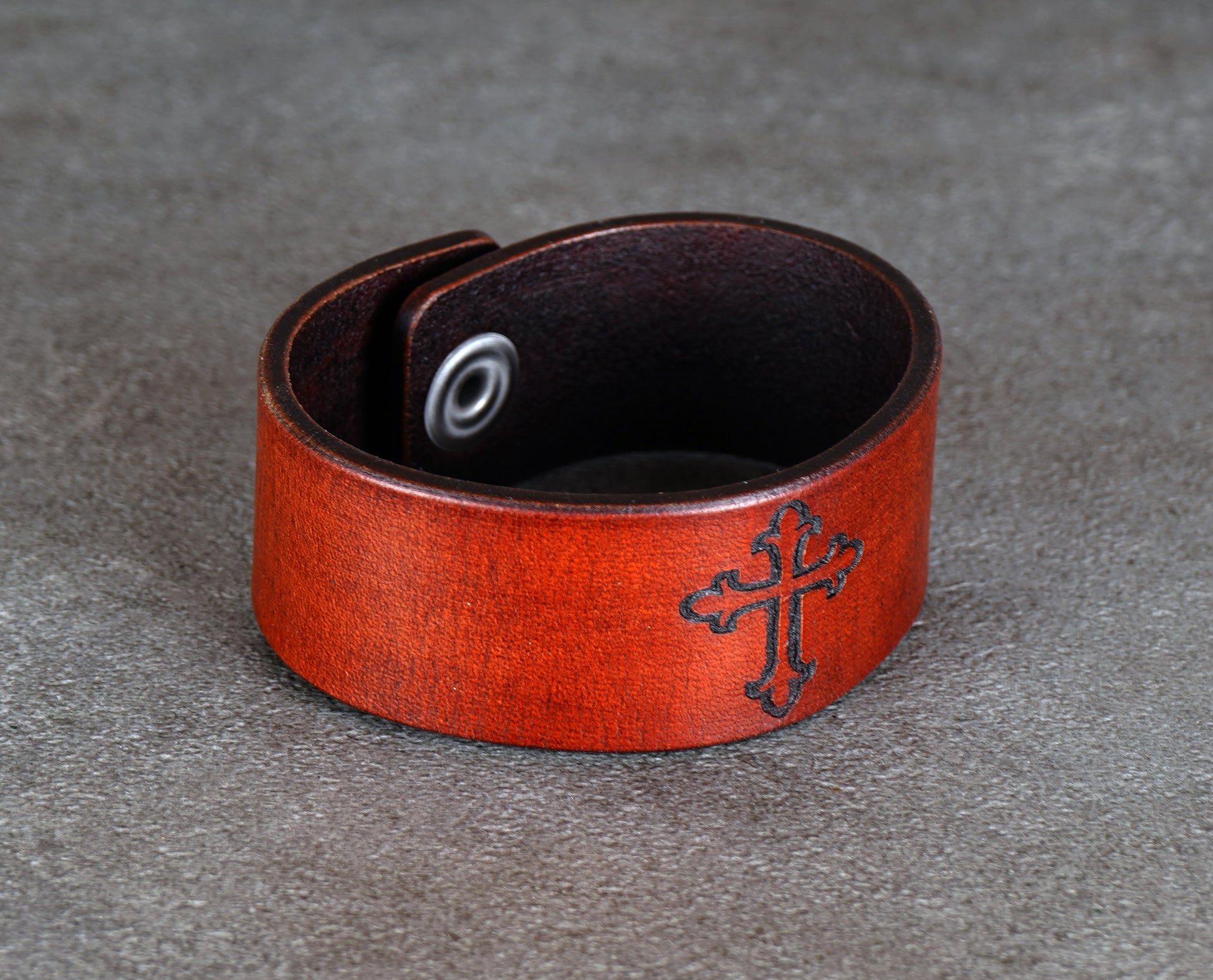 minimalist leather cuff bracelet with cross design unisex accessory