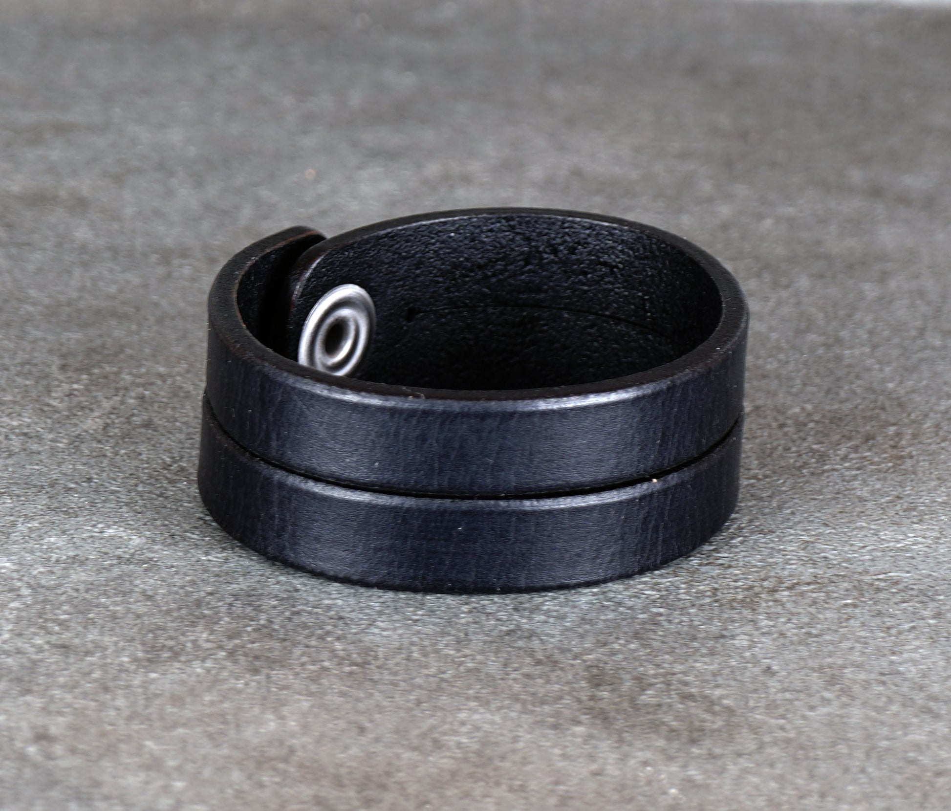 black leather bracelet handcrafted vegetable tanned minimalist unisex cuff