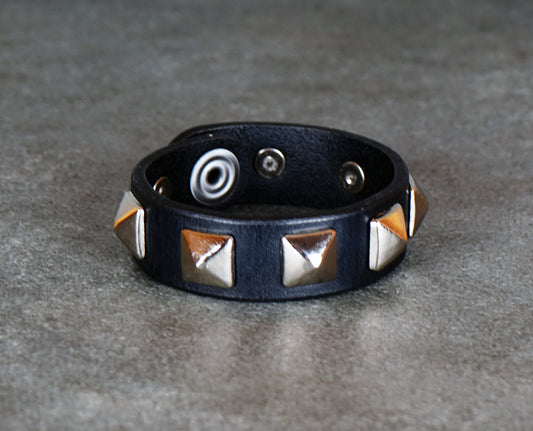 punk leather bracelet with metal spikes