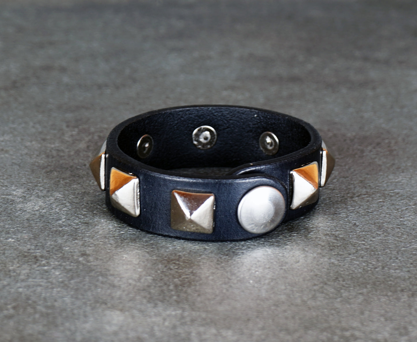 punk leather bracelet with metal spikes