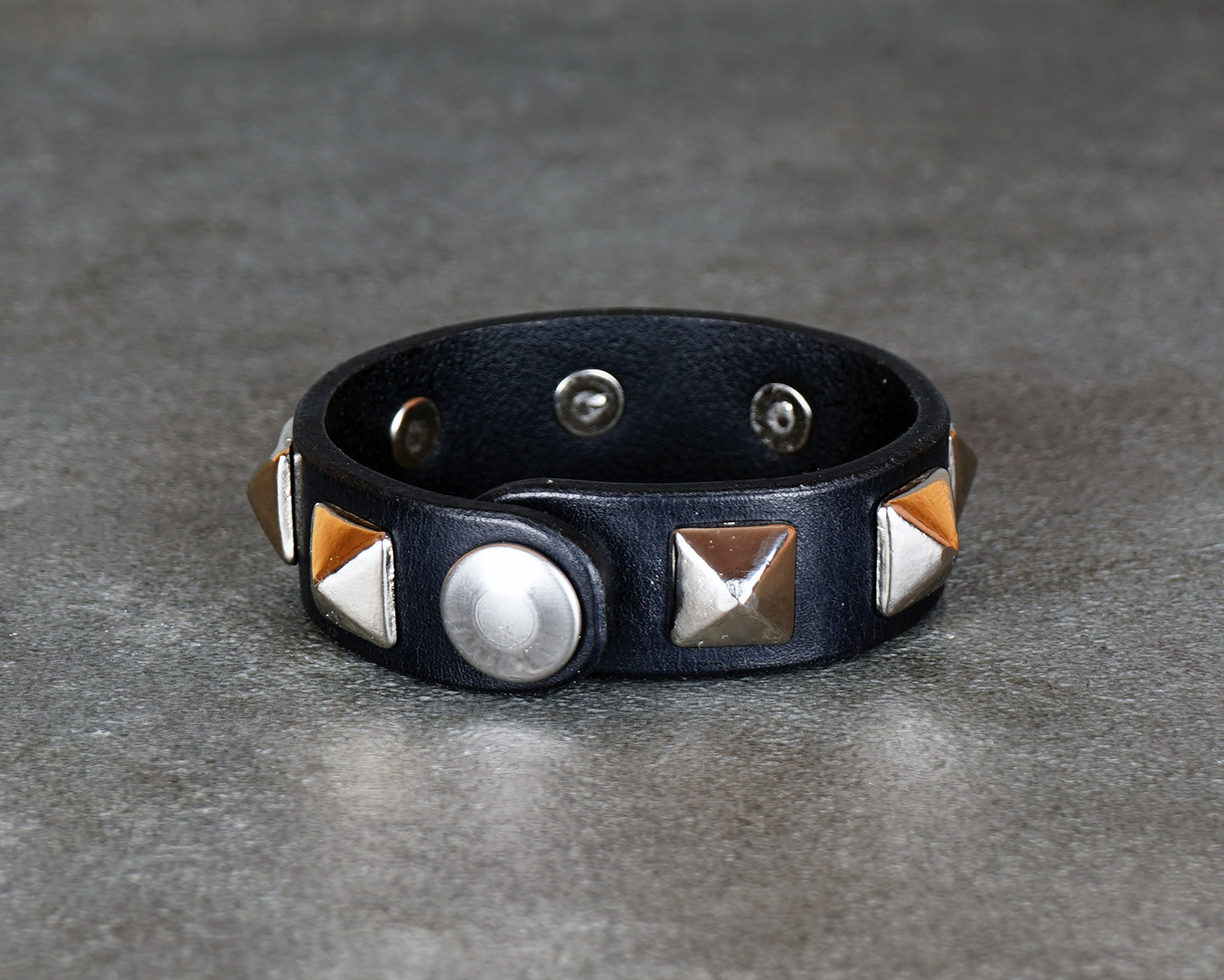 punk leather bracelet with metal spikes