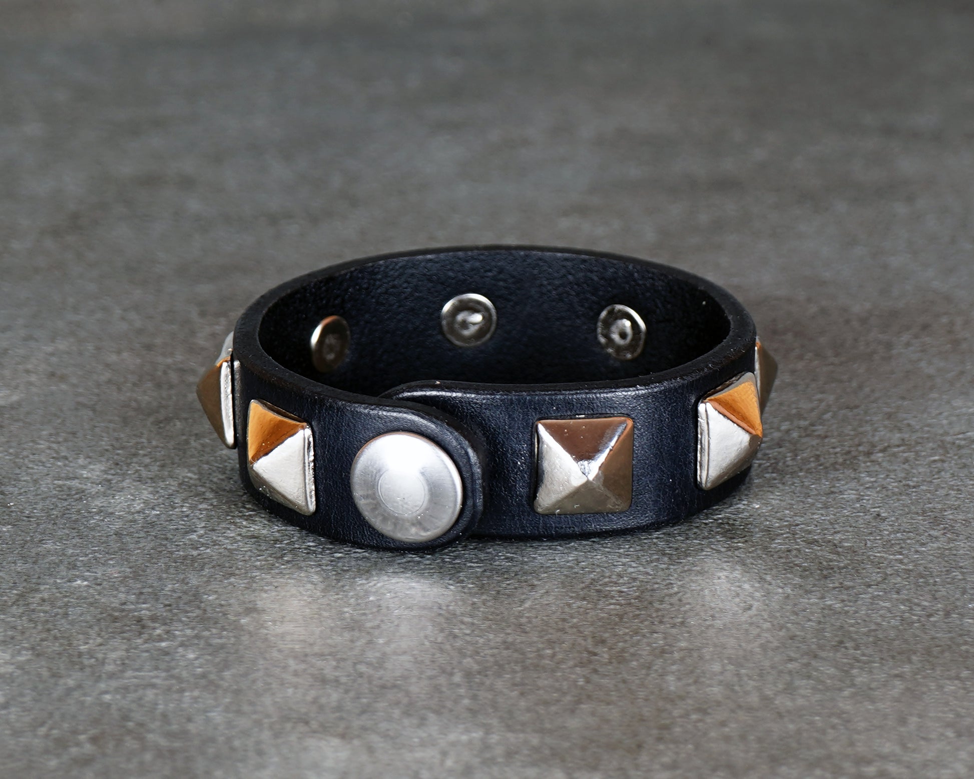punk leather bracelet with metal spikes