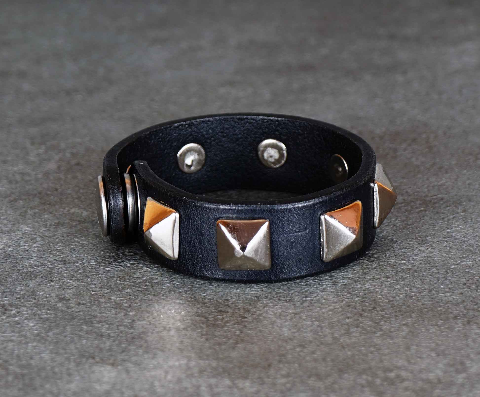 punk leather bracelet with metal spikes