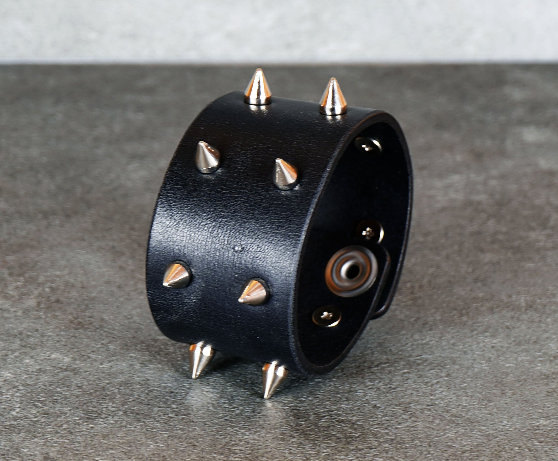 black studded leather bracelet punk rock wristband unisex genuine leather cuff with metal studs