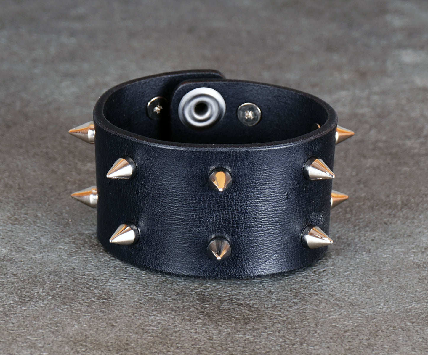 black studded leather bracelet punk rock wristband unisex genuine leather cuff with metal studs