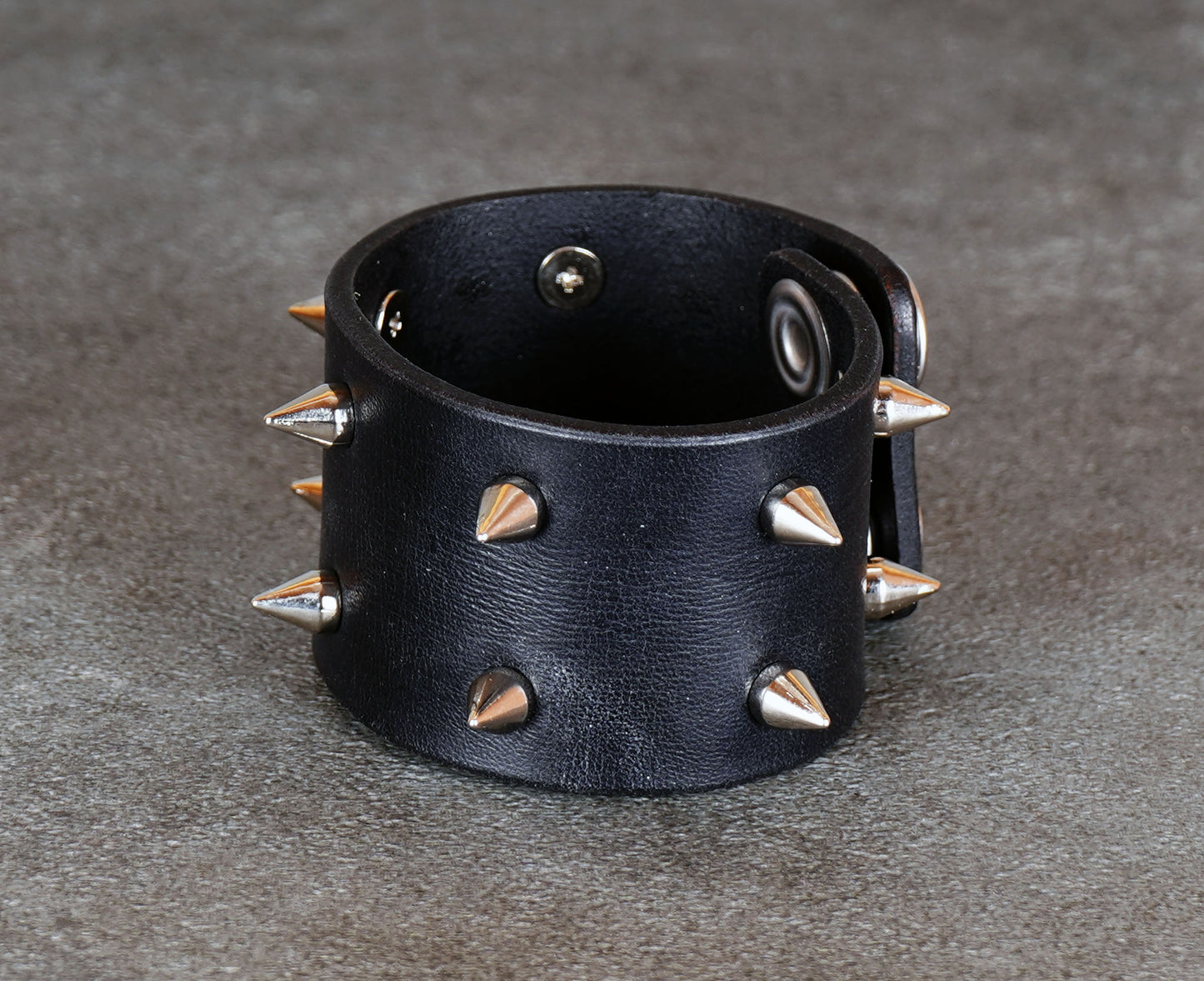 black studded leather bracelet punk rock wristband unisex genuine leather cuff with metal studs