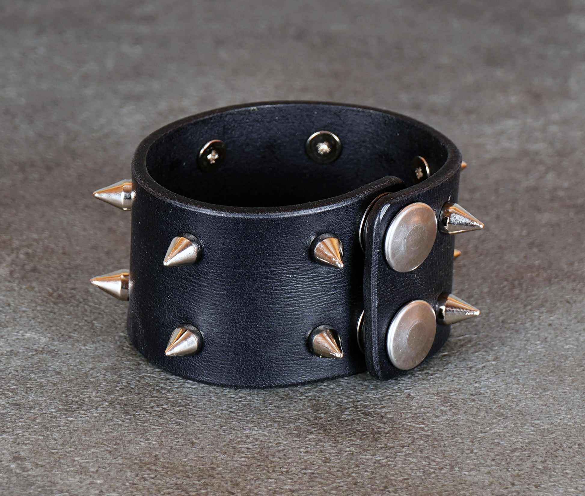 black studded leather bracelet punk rock wristband unisex genuine leather cuff with metal studs