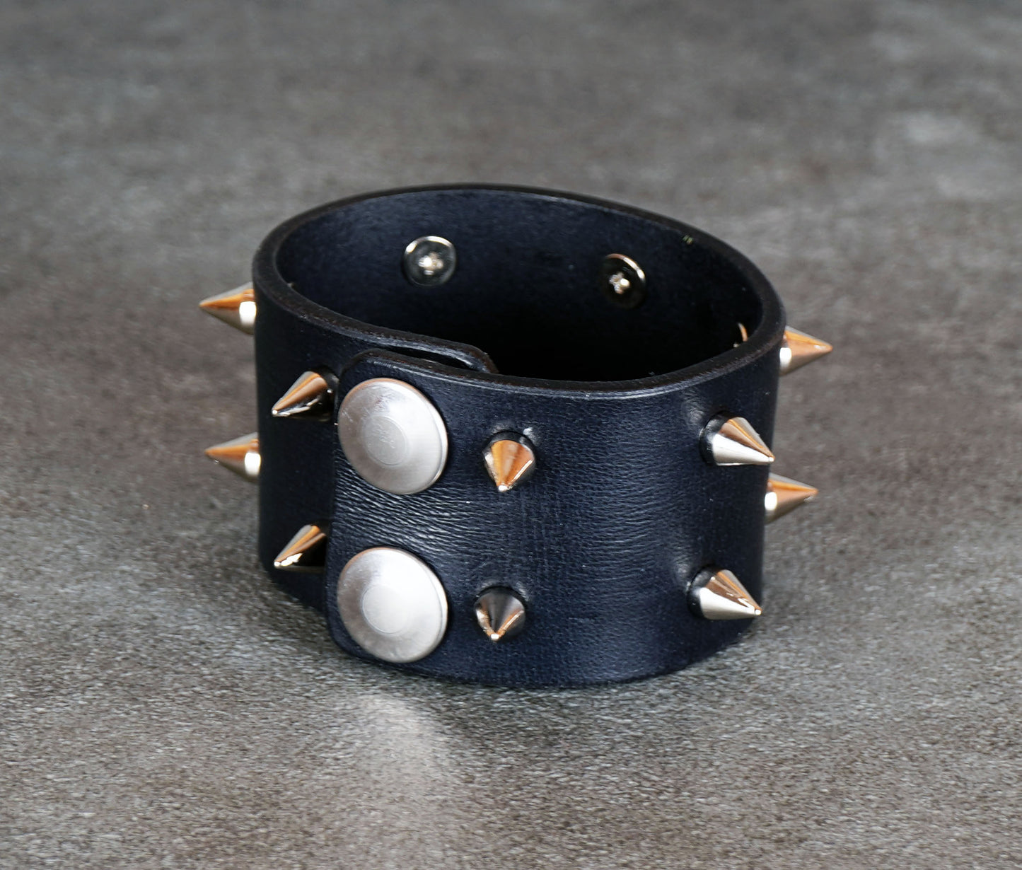 black studded leather bracelet punk rock wristband unisex genuine leather cuff with metal studs