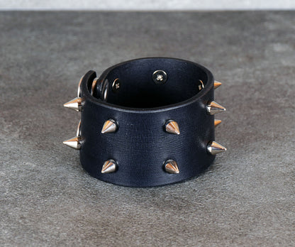 black studded leather bracelet punk rock wristband unisex genuine leather cuff with metal studs