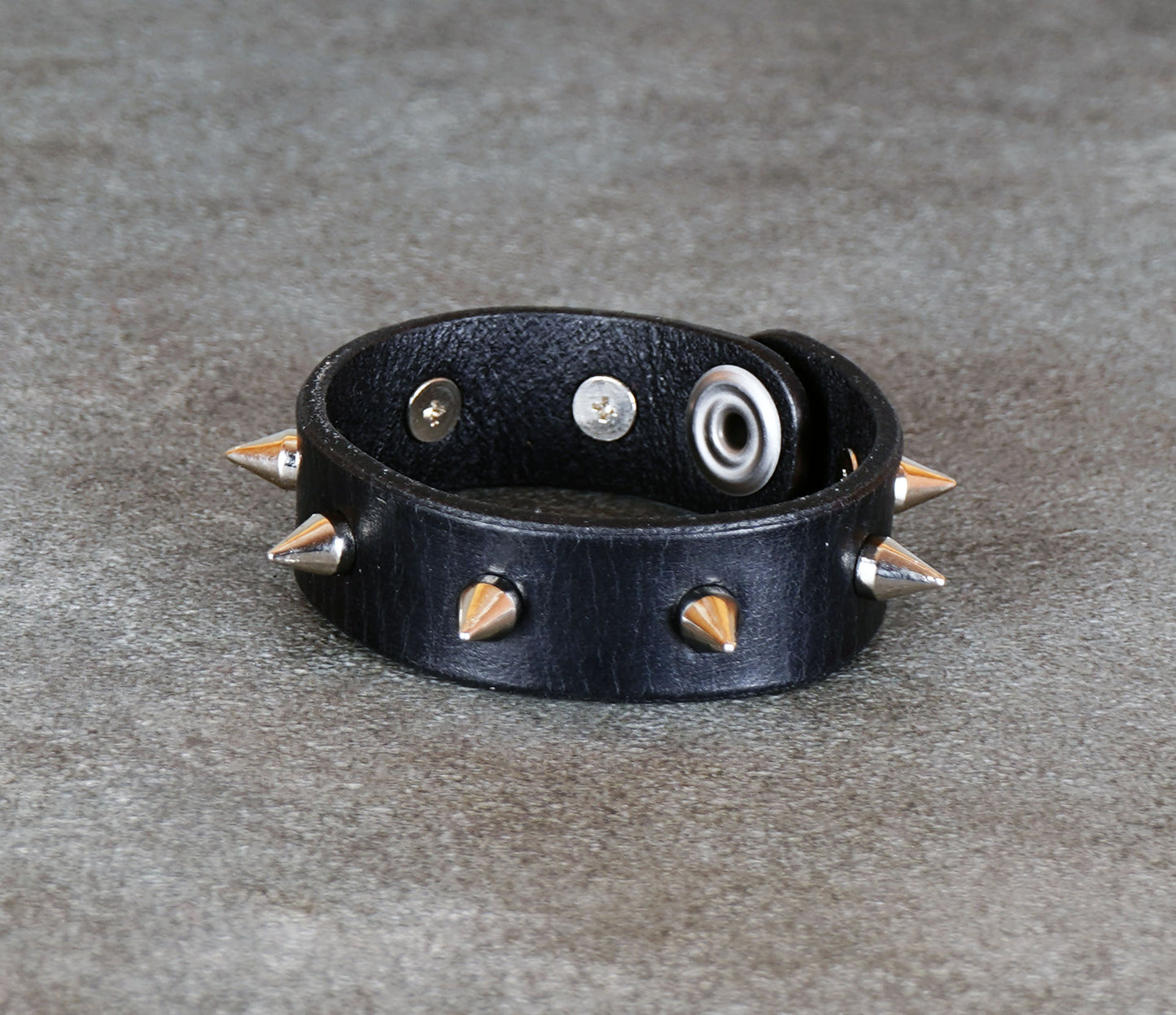spiked black leather bracelet gothic punk 