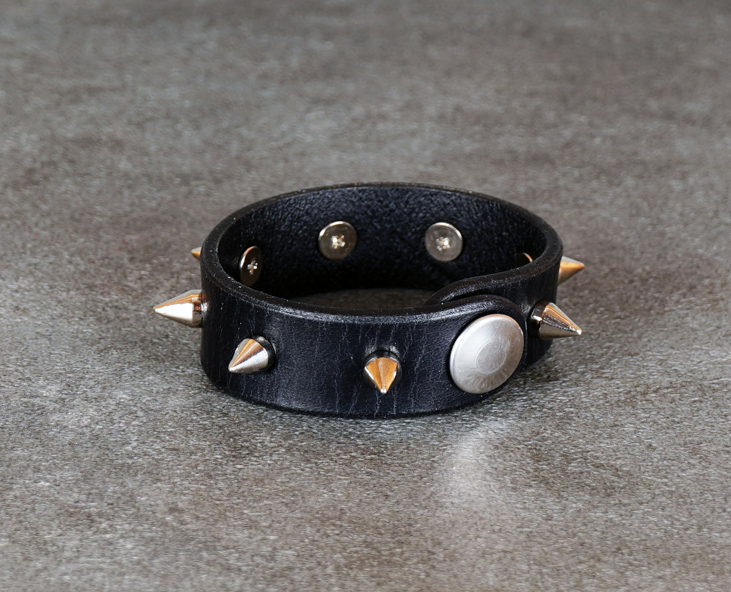 spiked black leather bracelet gothic punk 