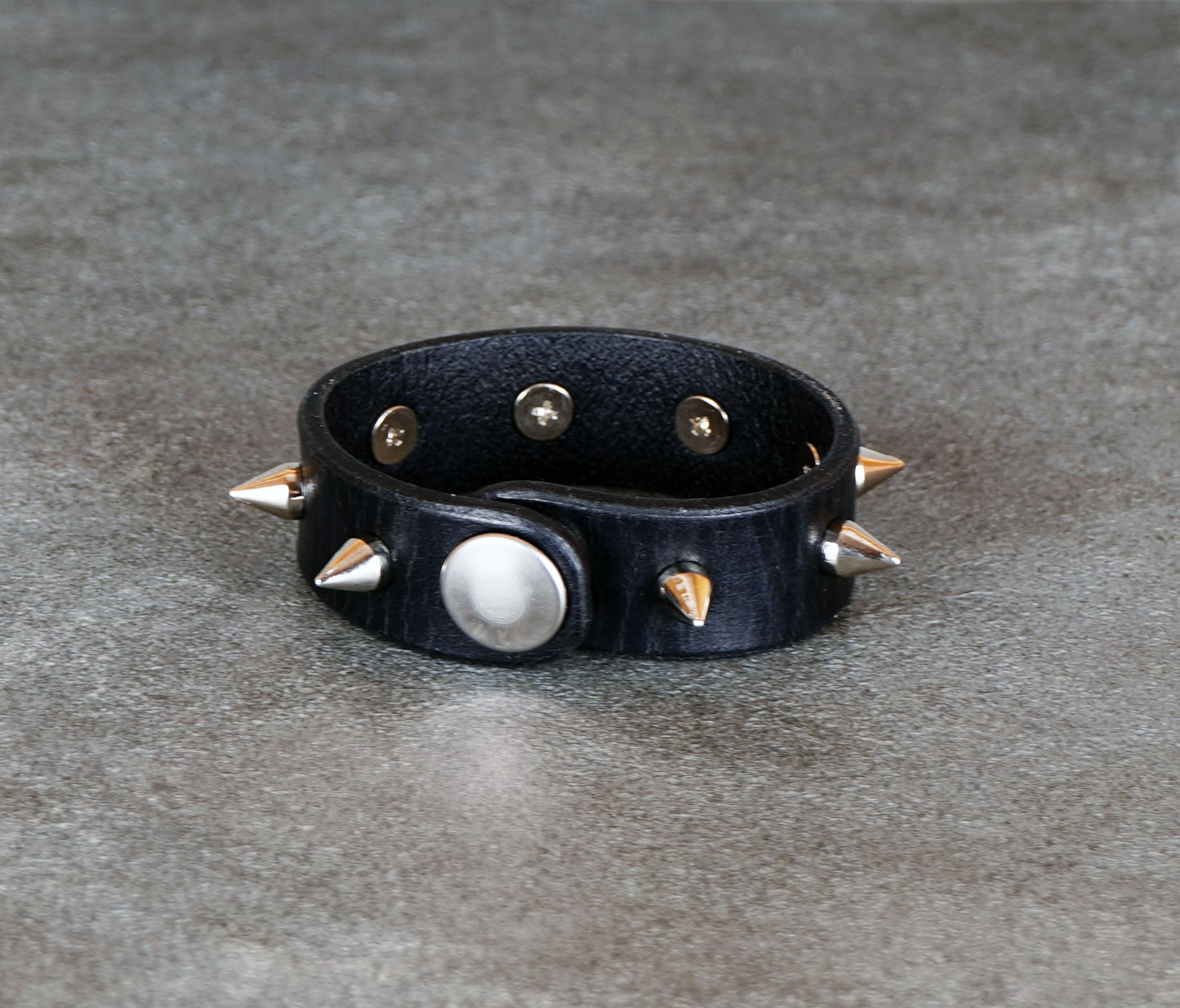 spiked black leather bracelet gothic punk 