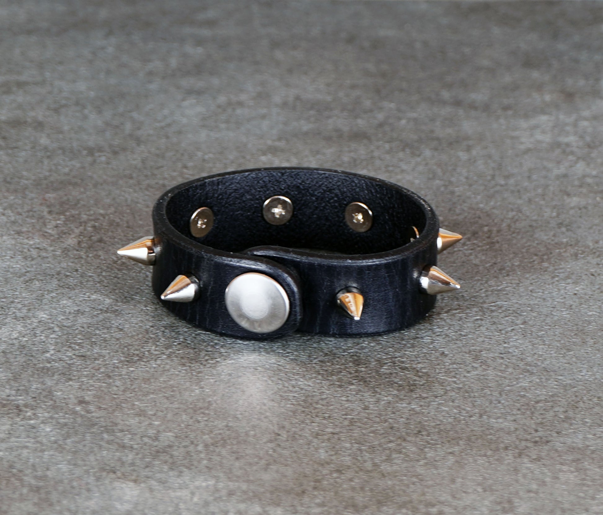 spiked black leather bracelet gothic punk 