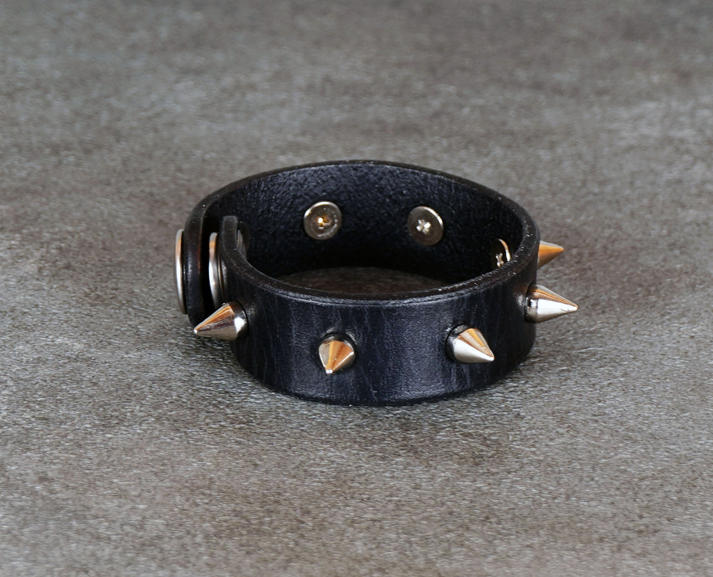 spiked black leather bracelet gothic punk 