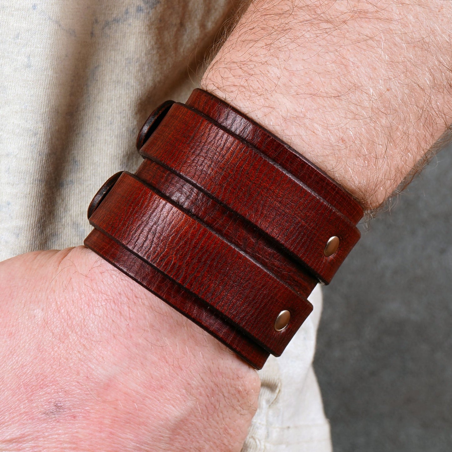 brown leather cuff bracelet
