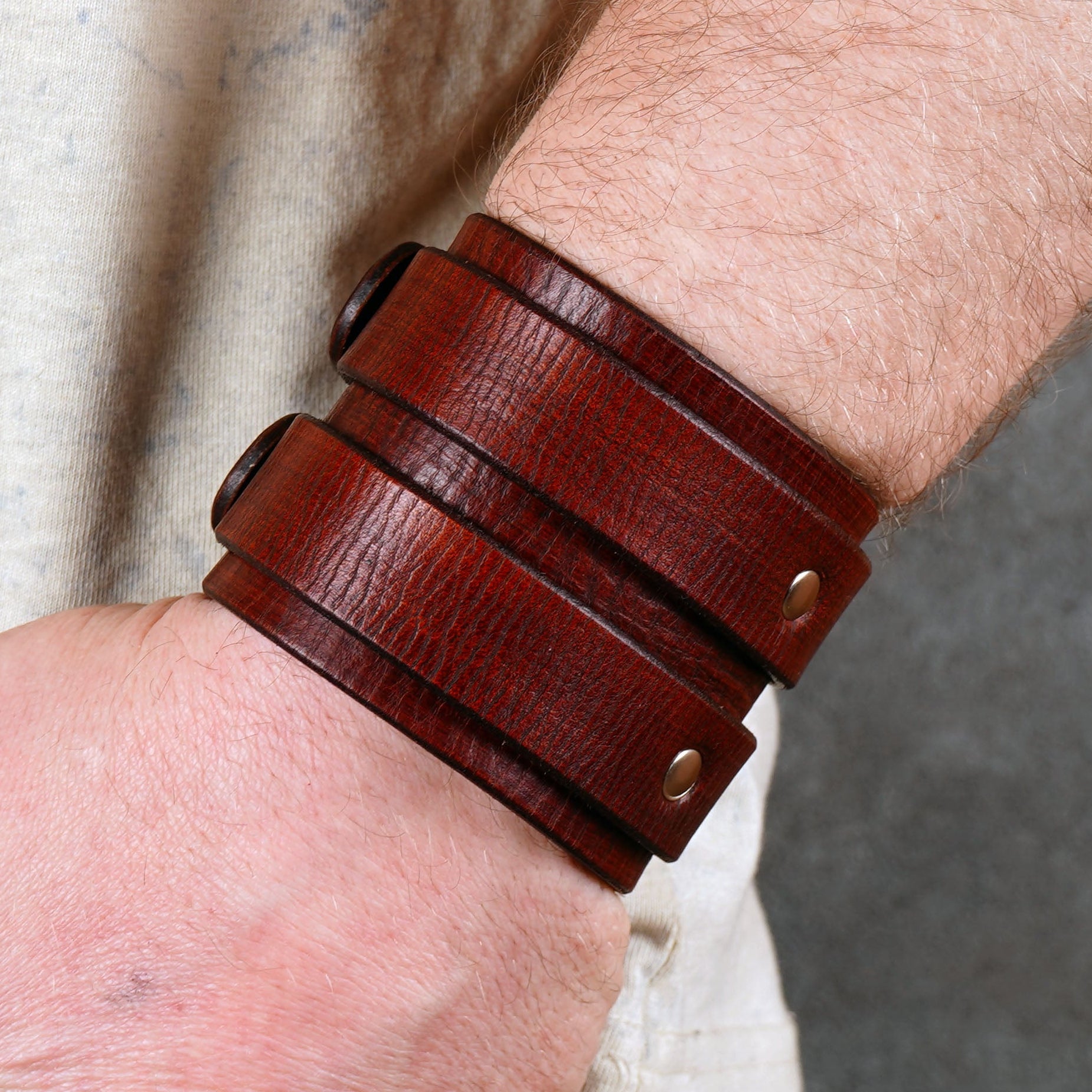 brown leather cuff bracelet