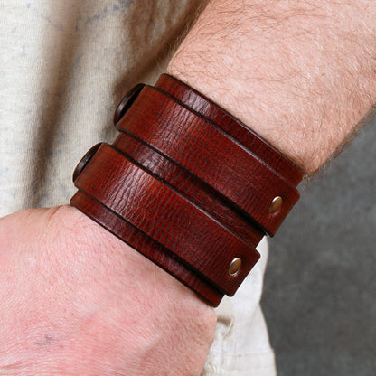brown leather cuff bracelet