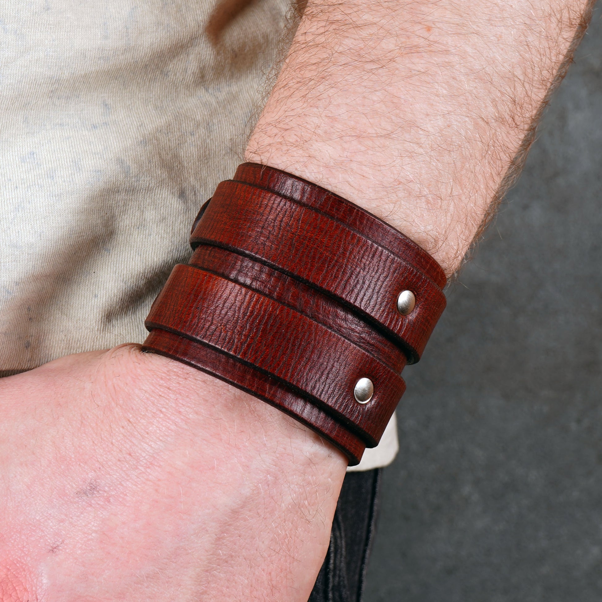 brown leather cuff bracelet