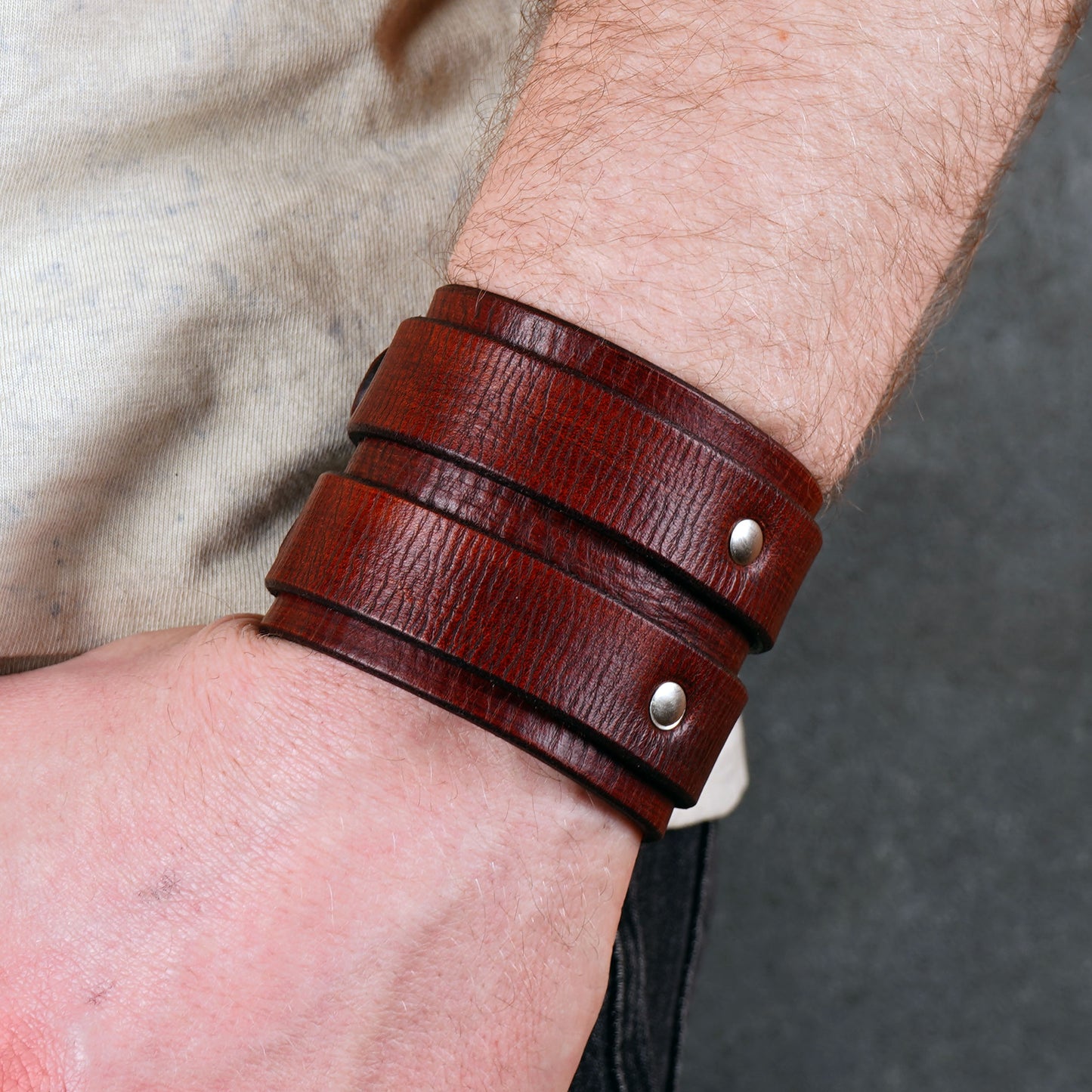 brown leather cuff bracelet