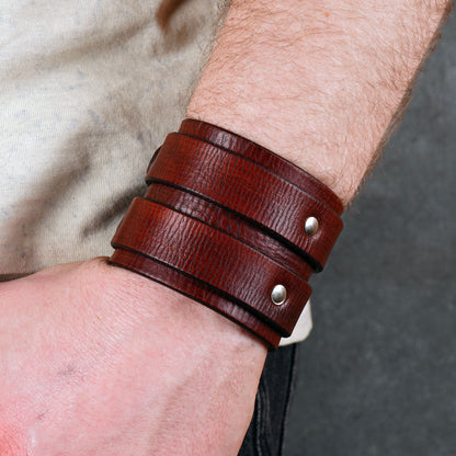 brown leather cuff bracelet