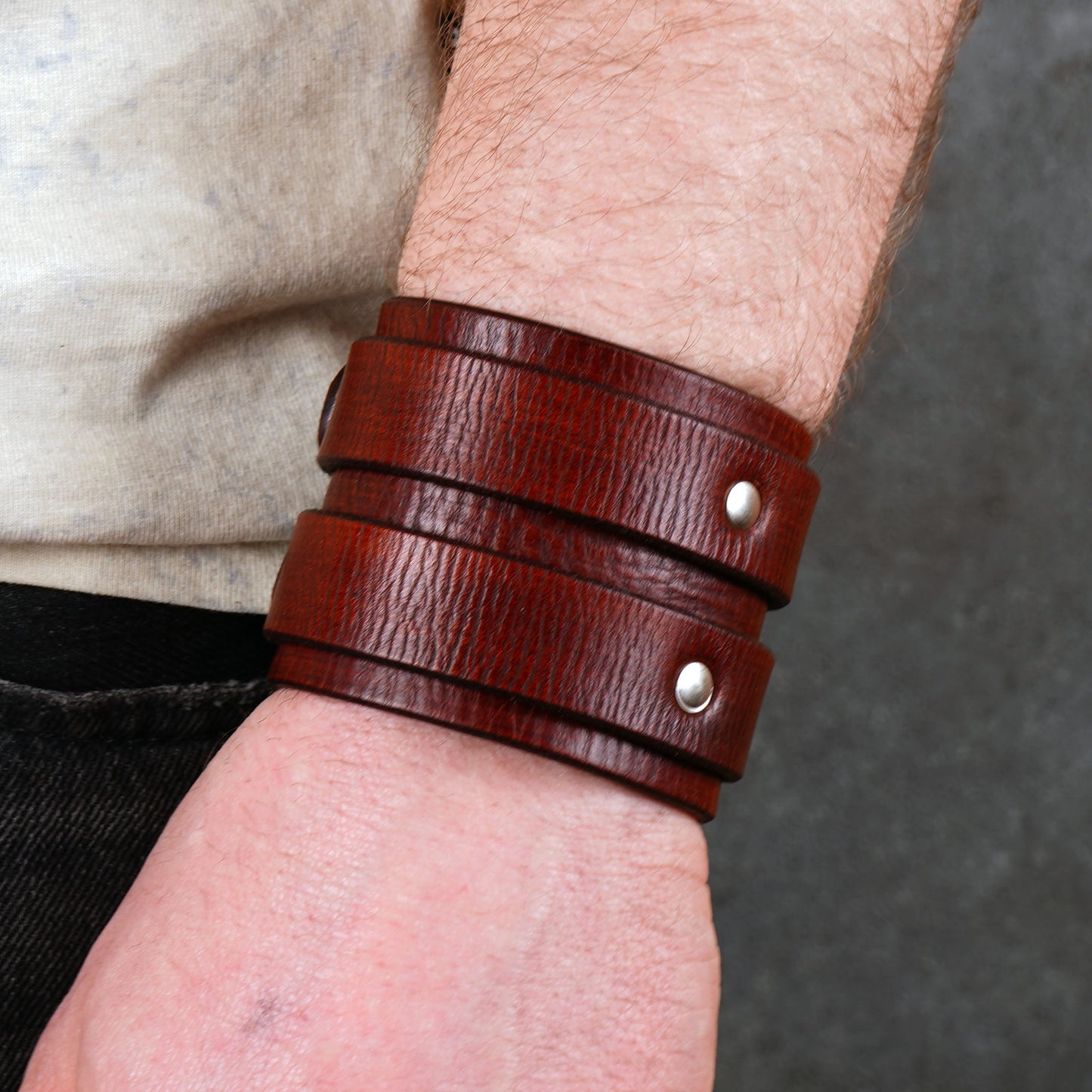 brown leather cuff bracelet