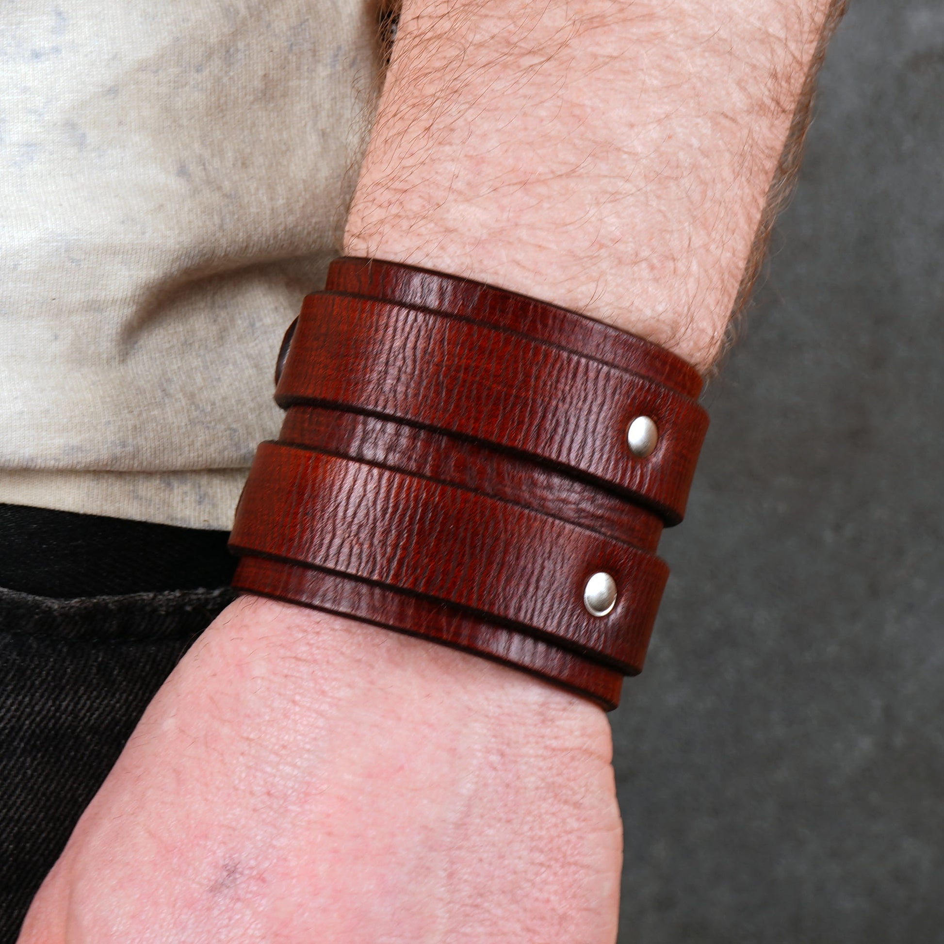 brown leather cuff bracelet