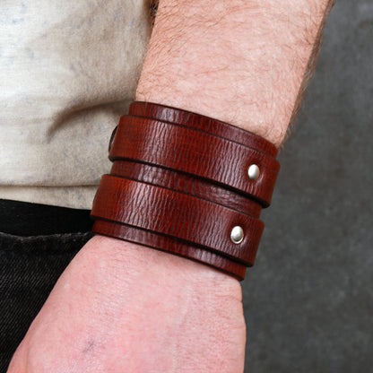 brown leather cuff bracelet