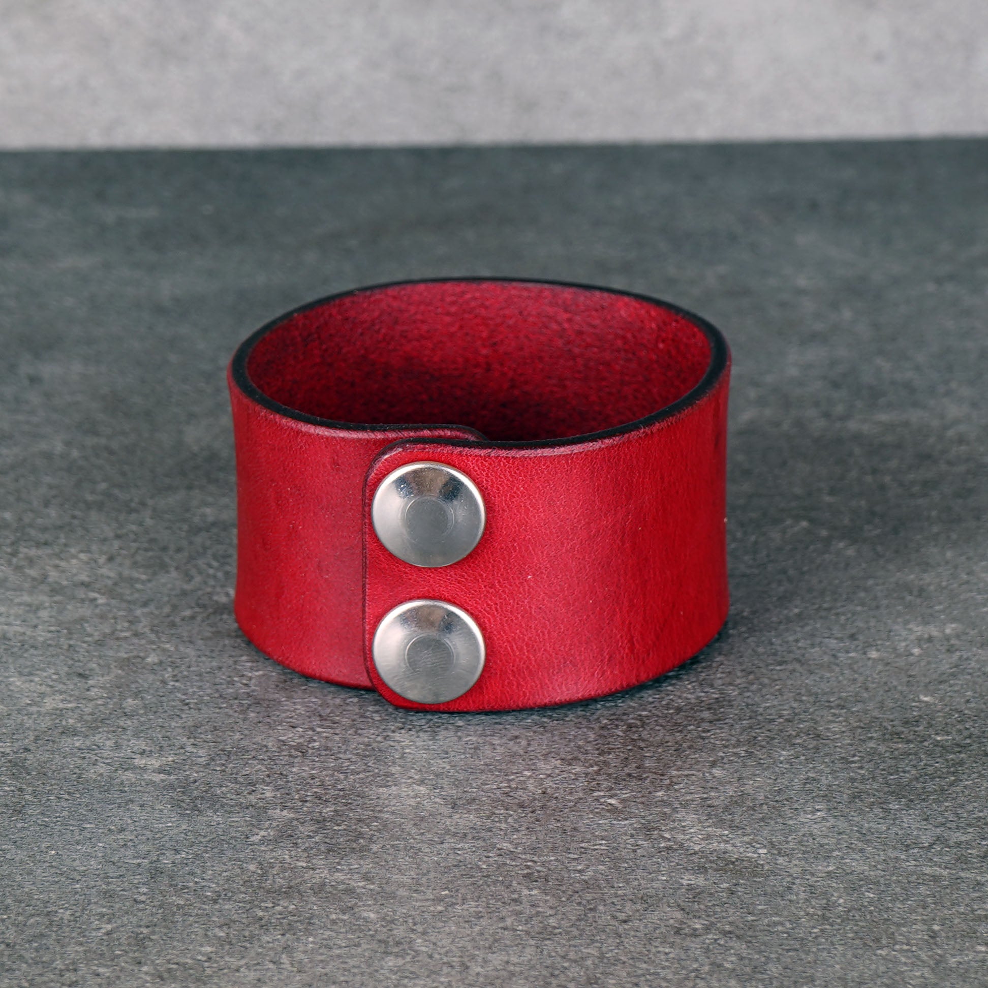 red dragon leather bracelet handmade vegetable tanned fixed size wristband