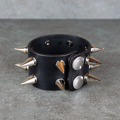 Handmade punk rock leather wristband for men and women