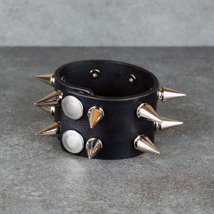 Handmade punk rock leather wristband for men and women