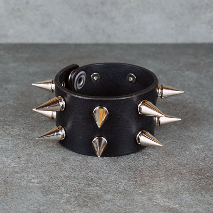 Handmade punk rock leather wristband for men and women