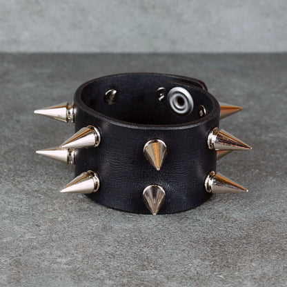 Handmade punk rock leather wristband for men and women