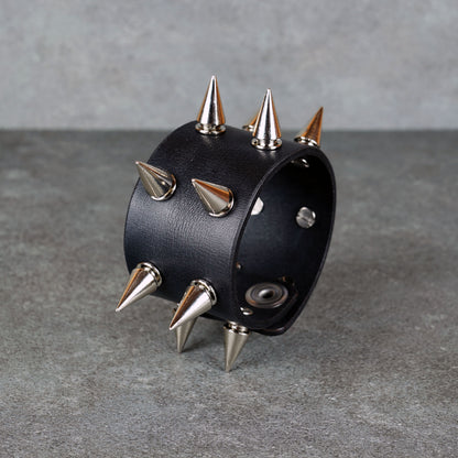 Handmade punk rock leather wristband for men and women