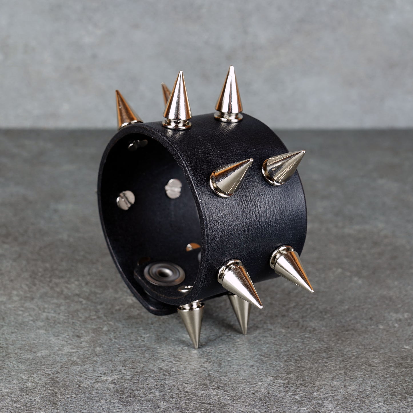 Handmade punk rock leather wristband for men and women