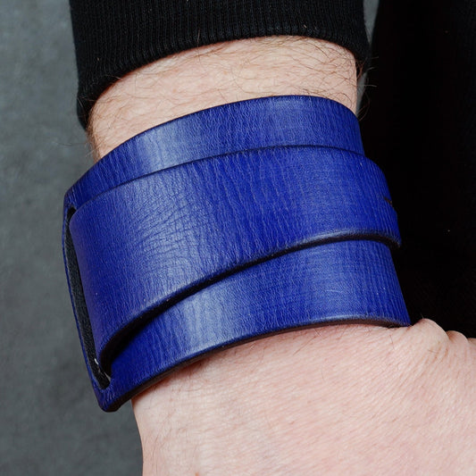 purple leather bracelet handmade vegetable tanned artisan wristband