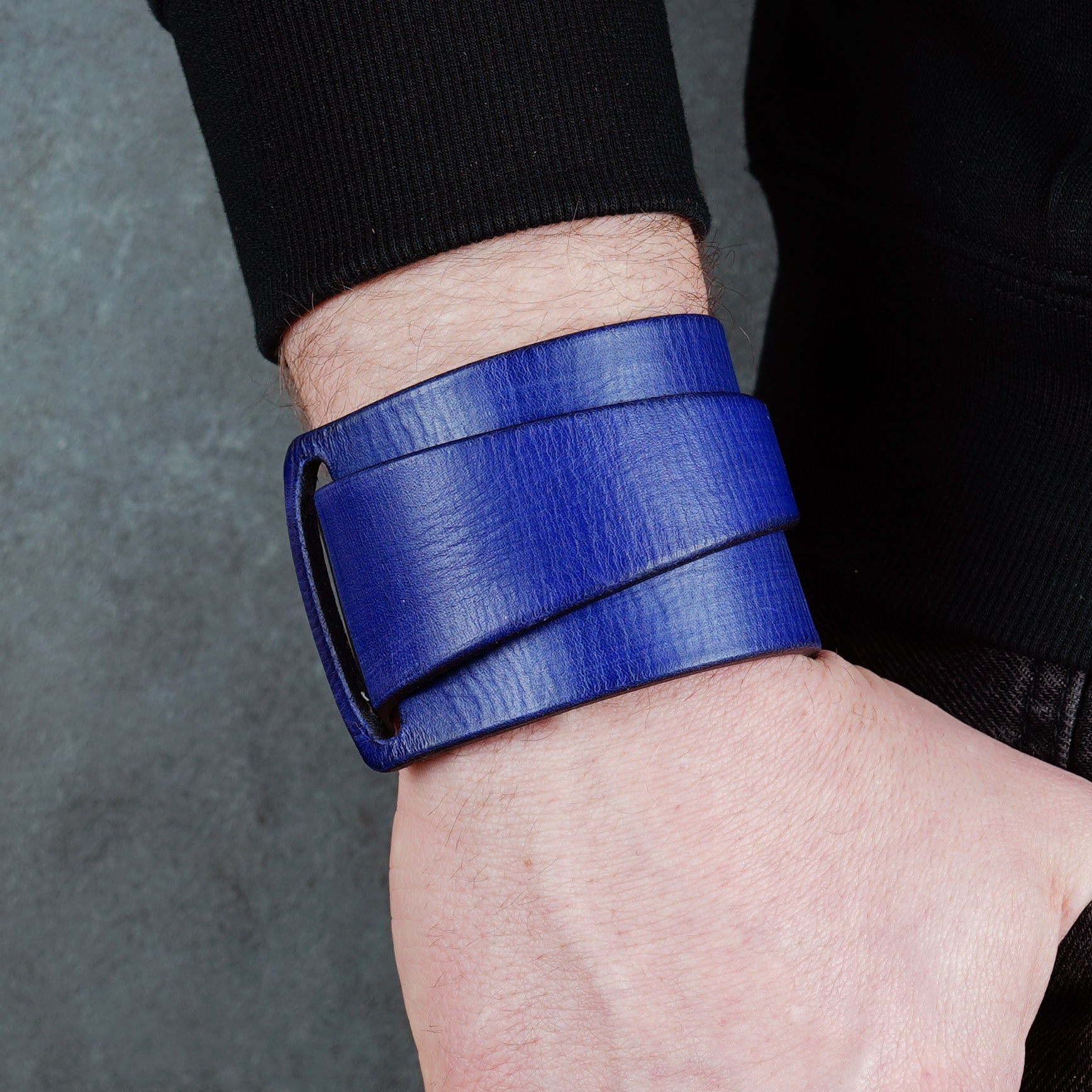purple leather bracelet handmade vegetable tanned artisan wristband