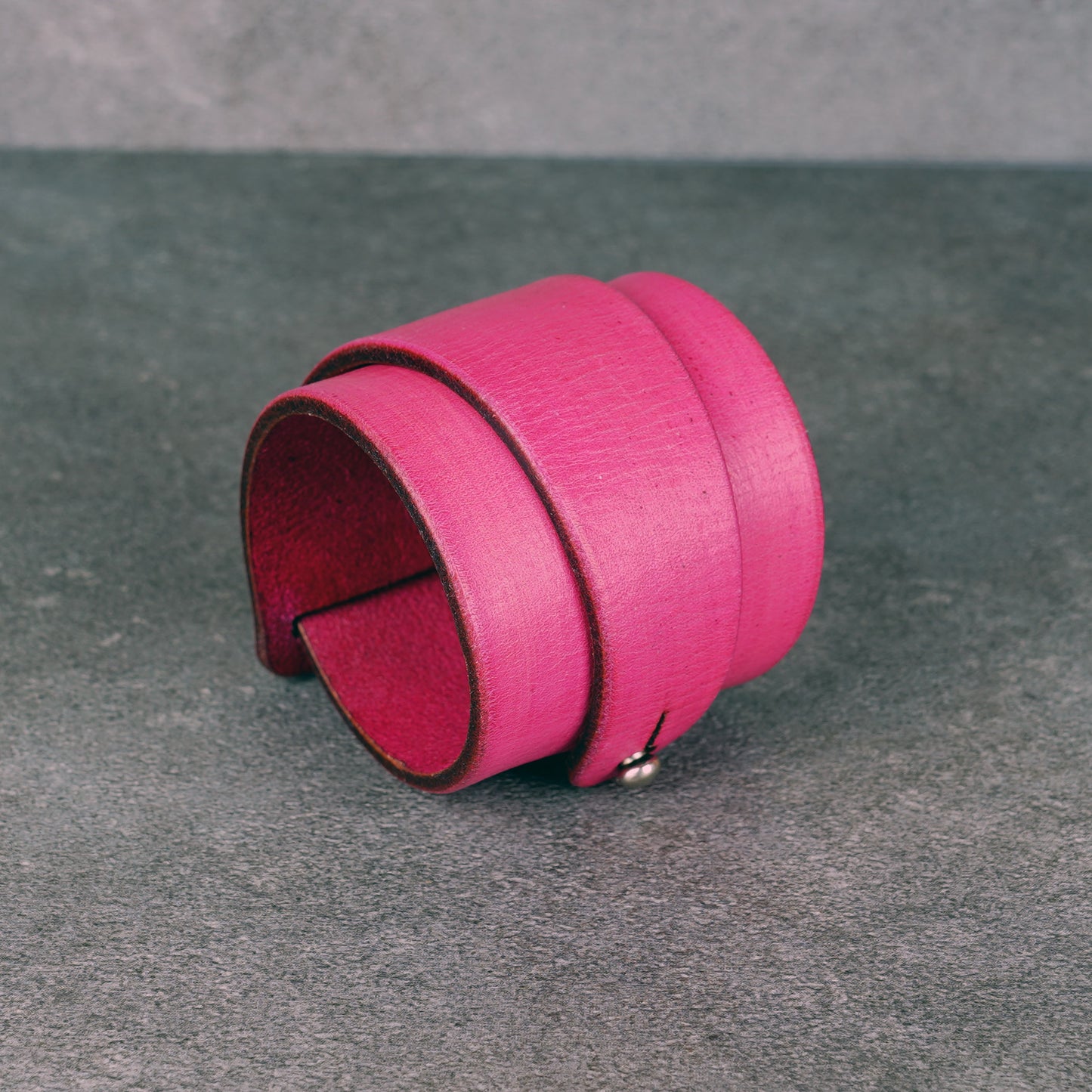 pink leather bracelet handmade vegetable tanned leather wristband