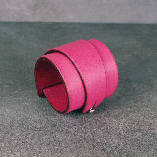 pink leather bracelet handmade vegetable tanned leather wristband