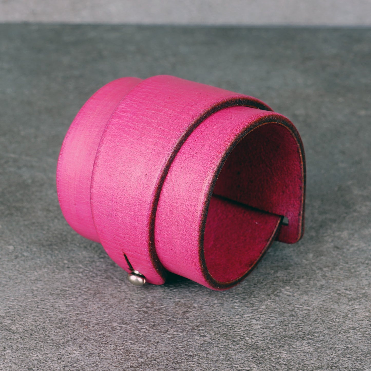 pink leather bracelet handmade vegetable tanned leather wristband