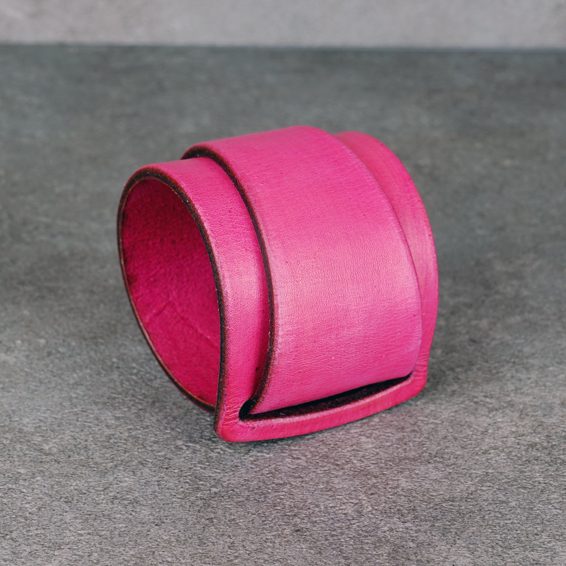 pink leather bracelet handmade vegetable tanned leather wristband