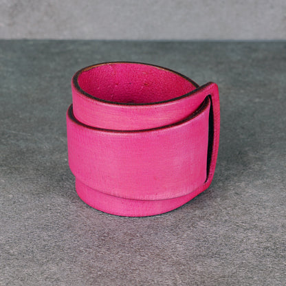 pink leather bracelet handmade vegetable tanned leather wristband