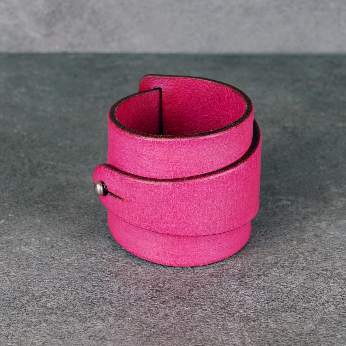 pink leather bracelet handmade vegetable tanned leather wristband