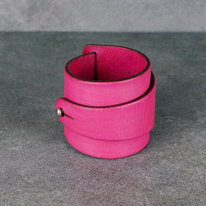 pink leather bracelet handmade vegetable tanned leather wristband