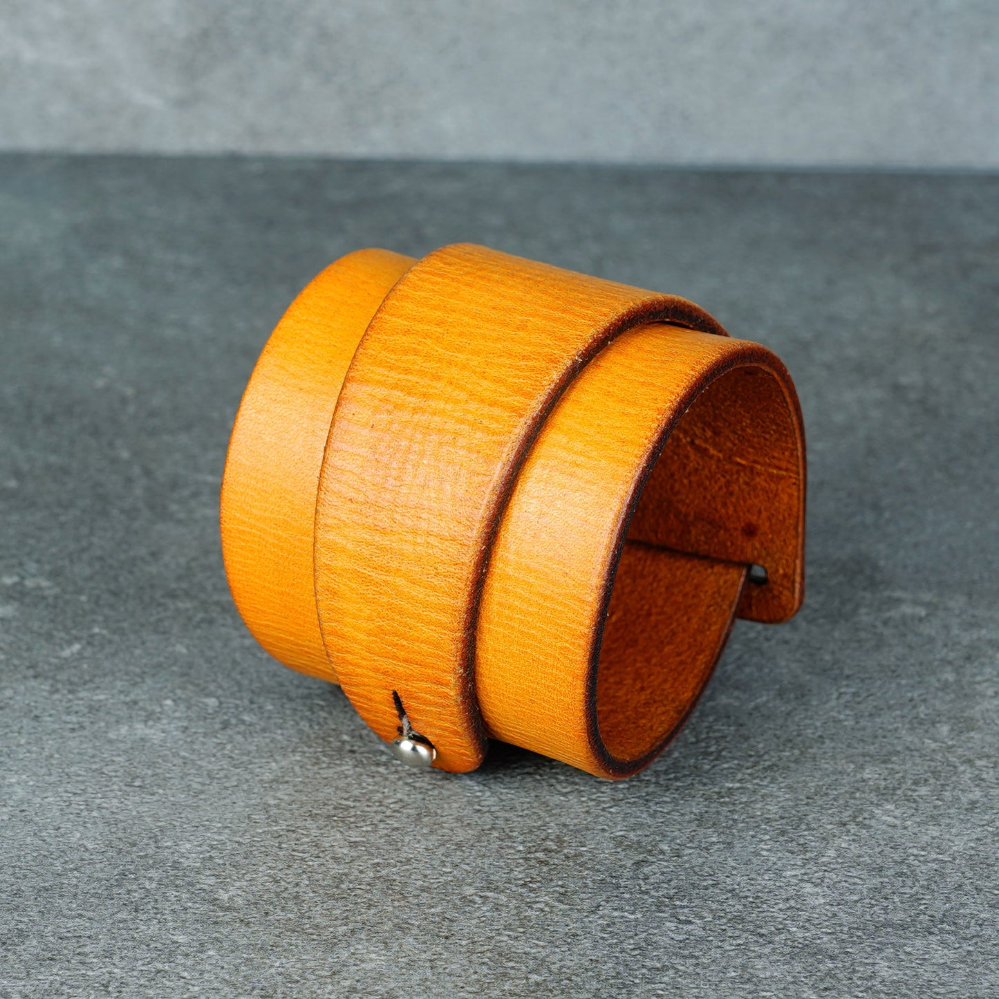 yellow leather bracelet handmade vegetable tanned leather wristband