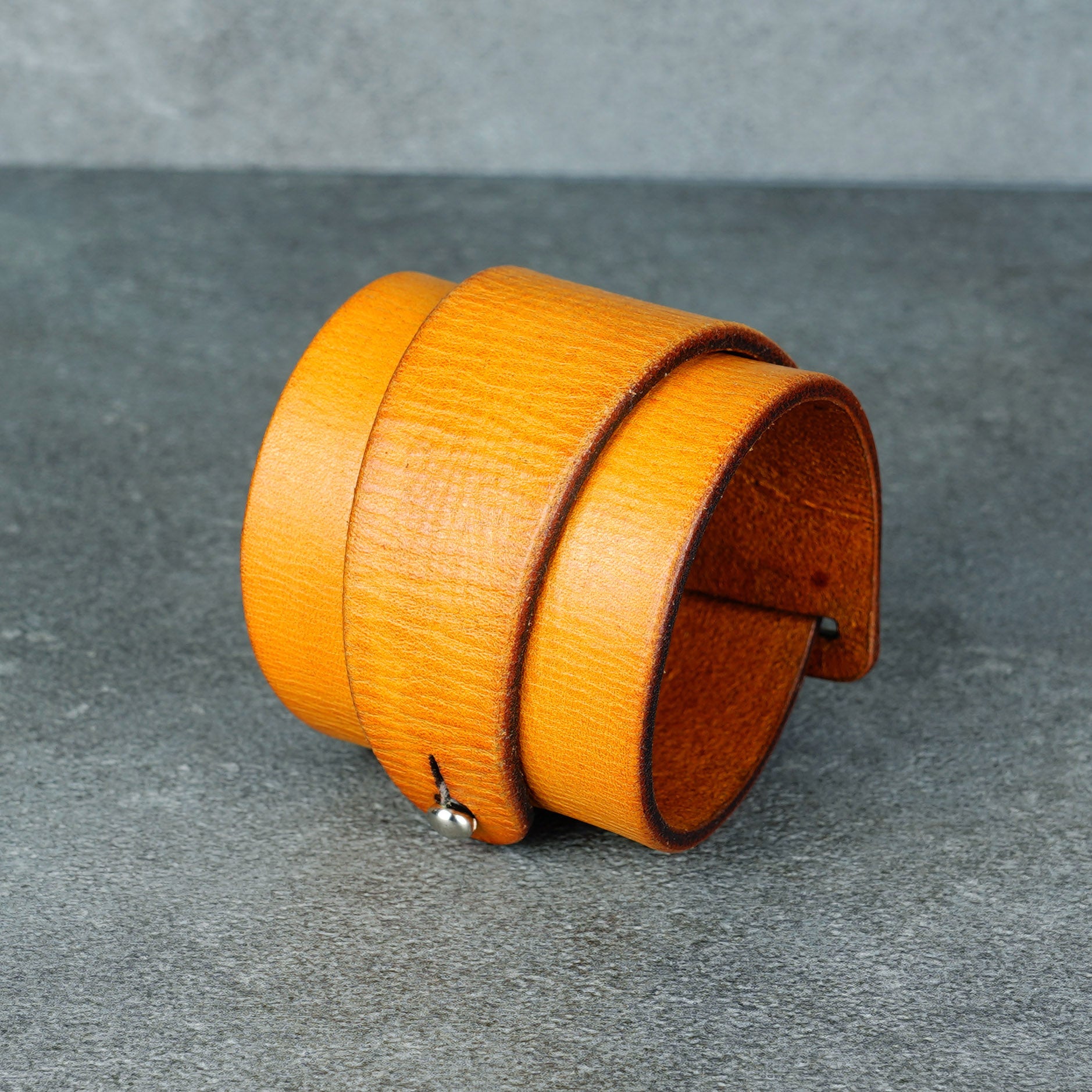 yellow leather bracelet handmade vegetable tanned leather wristband